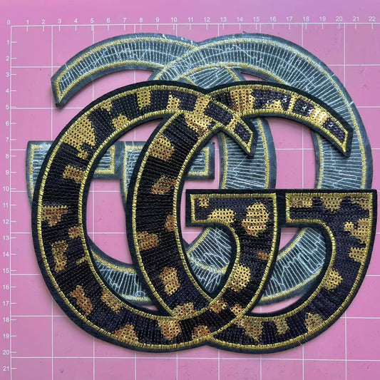 Iron-on Patches- gg cheetah sequin*2 pcs