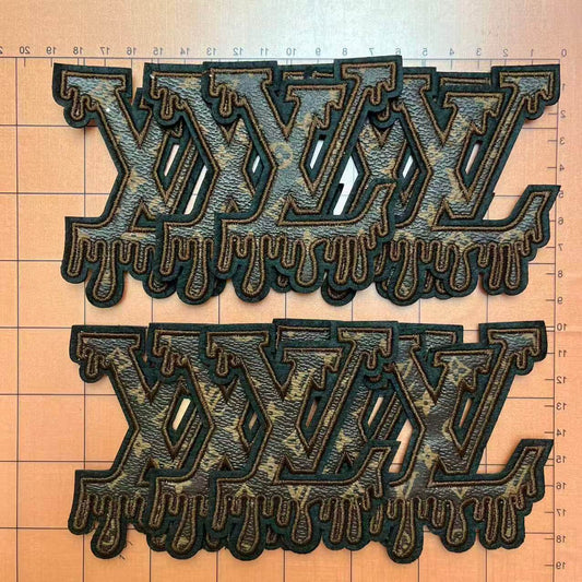 Iron-on Patches- brown leather Lulu drip*10 pcs