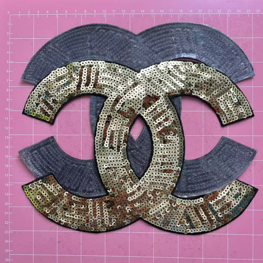 Iron-on Patches- golden cc sequin*2 pcs