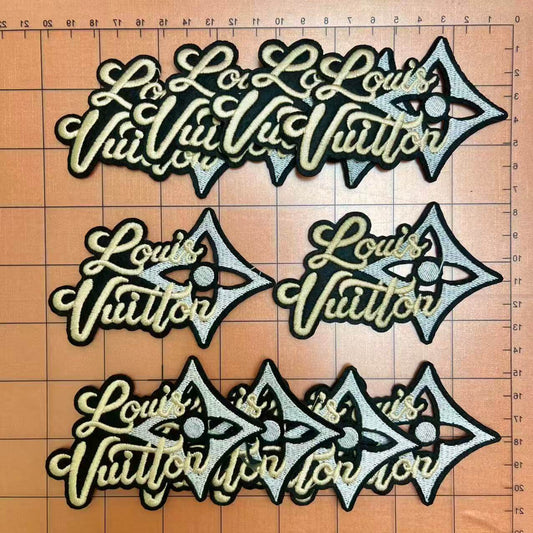 Iron-on Patches- beige Lulu name and pattern*10 pcs
