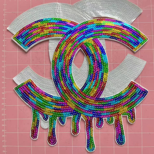 Iron-on Patches- cc drip vibrant ranbow*2 pcs