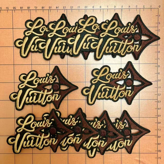 Iron-on Patches- brown Lulu name and pattern*10 pcs