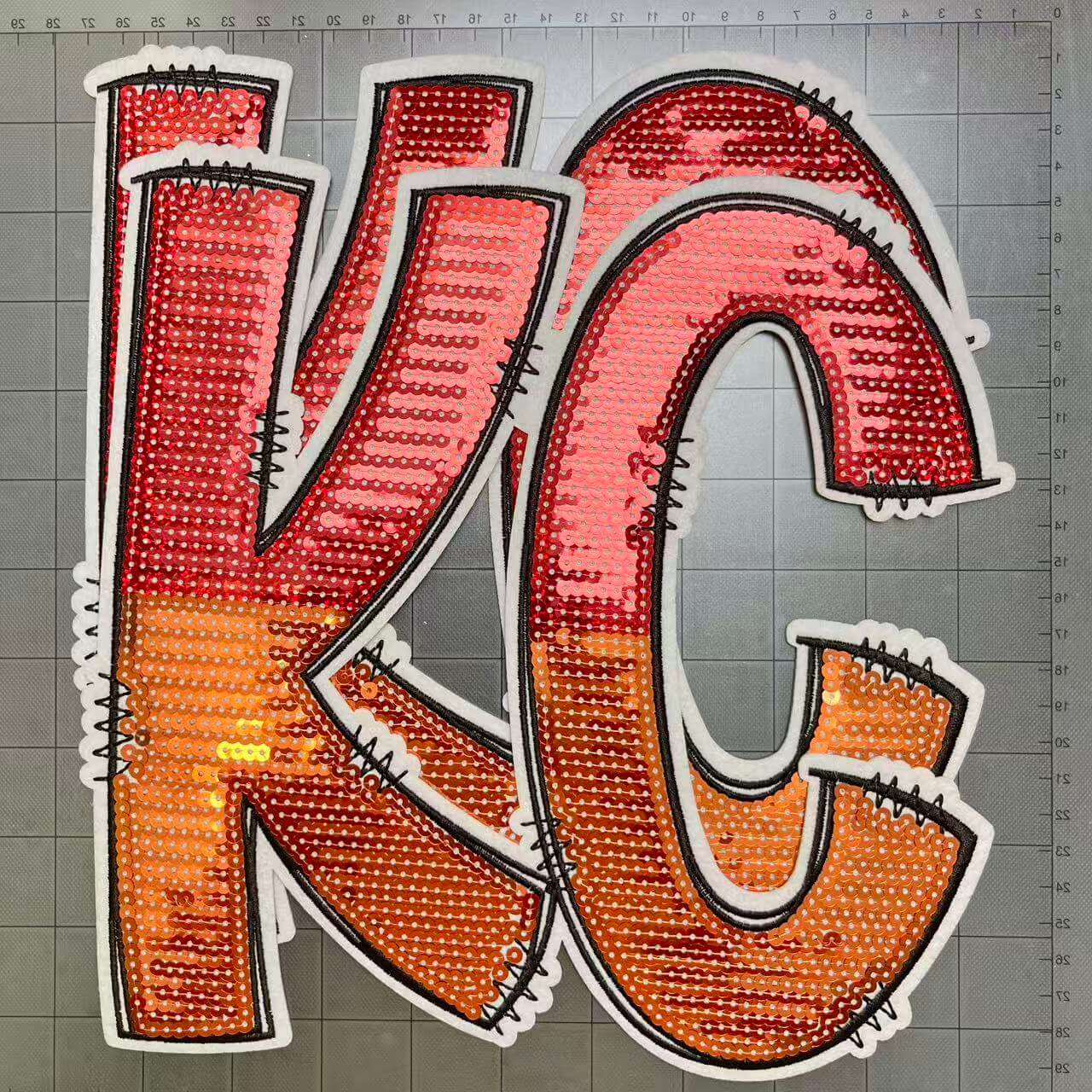 Big 28cm iron-on sequin football team patches- KC*2 pcs