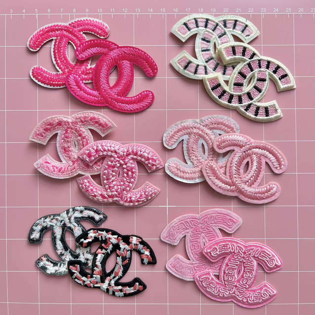 Iron-on Patches- pink cc*12 pcs