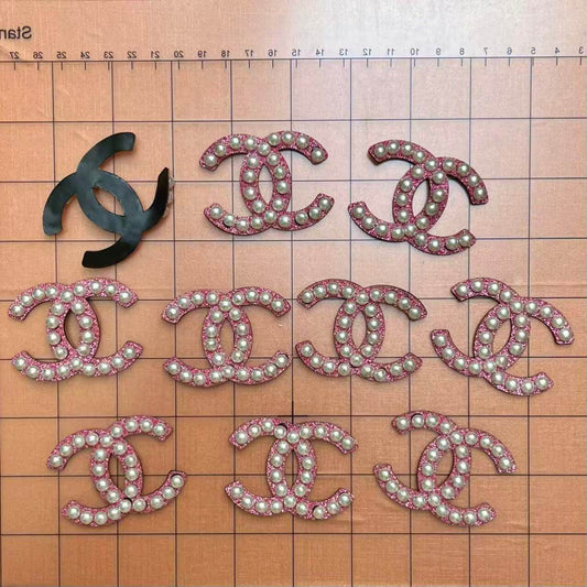 Glue-on Patches- pink pearled cc*10 pcs