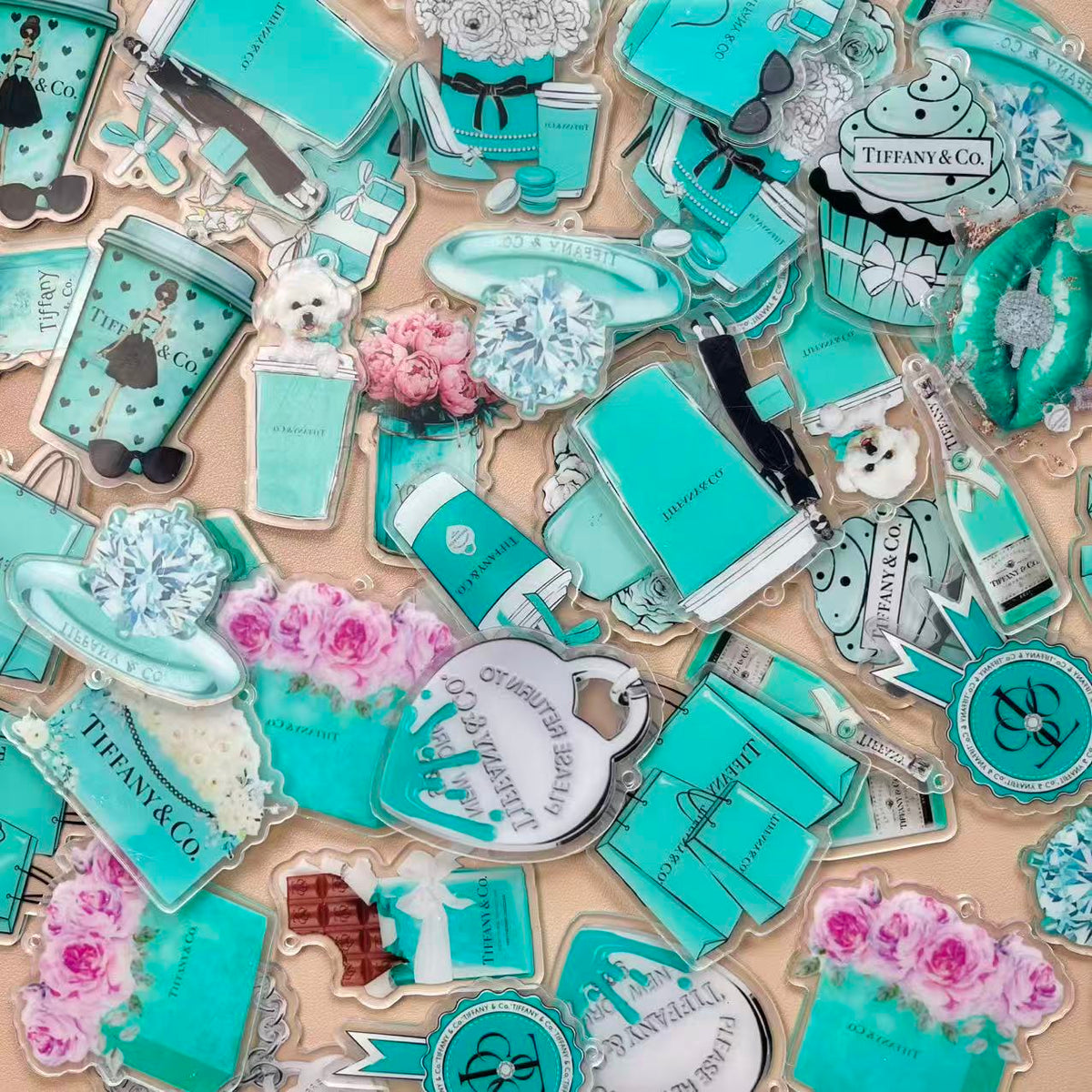 8cm DIY Acrylics - drilled tiff for keychain bag charm