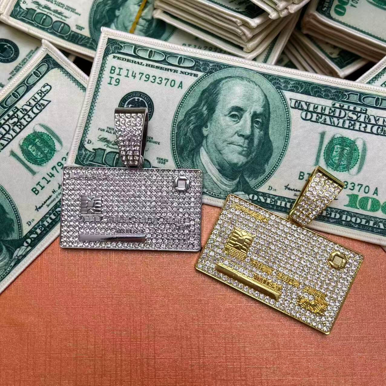 Bling Metal Pendant- credit card*2 pcs(sliver & golden)
