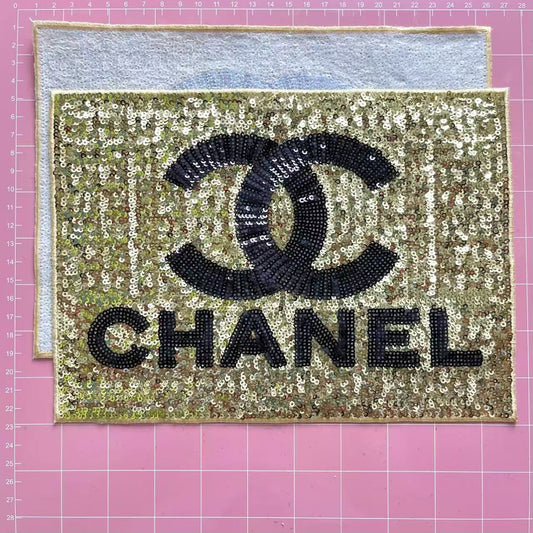 Iron-on Patches- golden cc square*2 pcs