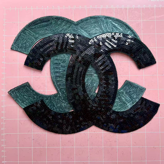 Iron-on Patches- blk cc sequin*2 pcs