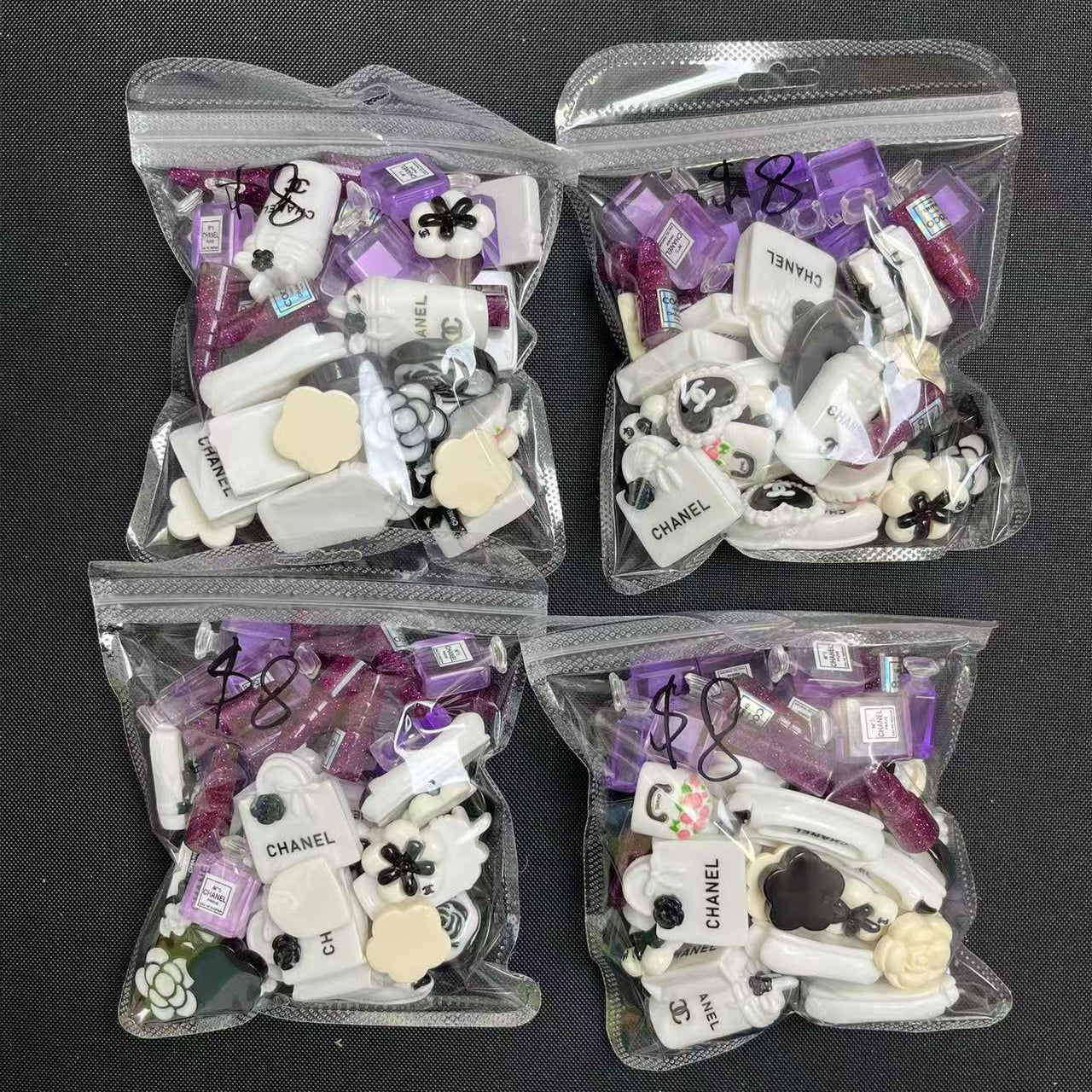 Resin Charms Bag- Purple cc mix