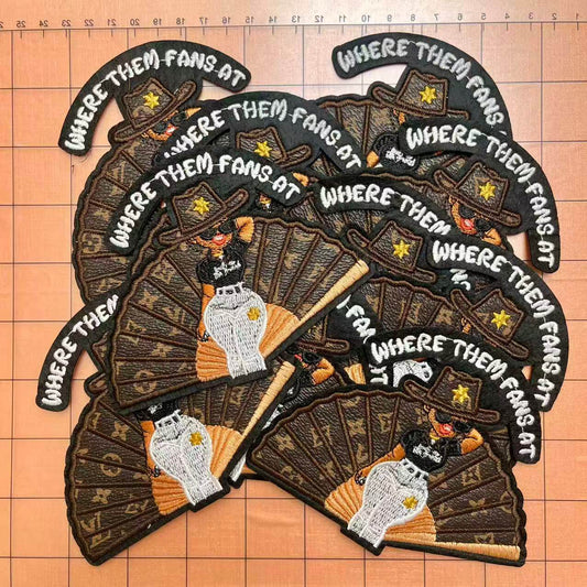 Iron-on Patches- lady with brown Lulu fan*10 pcs