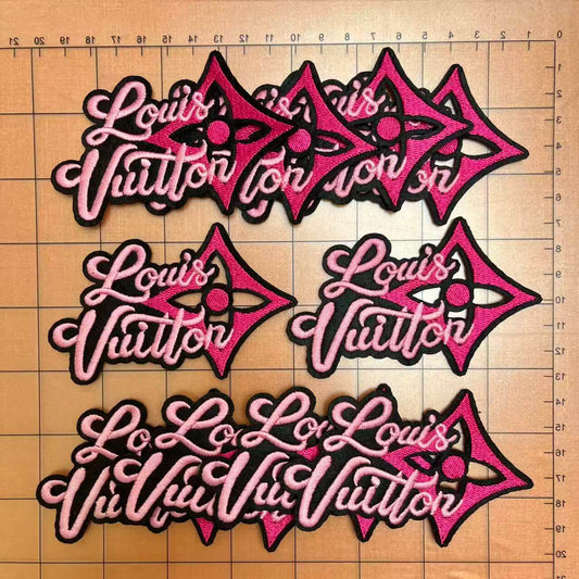 Iron-on Patches- pink Lulu name and pattern*10 pcs