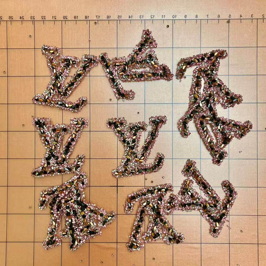 Iron-on Bling Patches- pink with crushed crystal Lulu*10 pcs