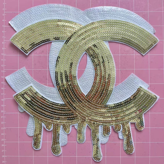 Iron-on Patches- cc drip champagne golden*2/5 pcs