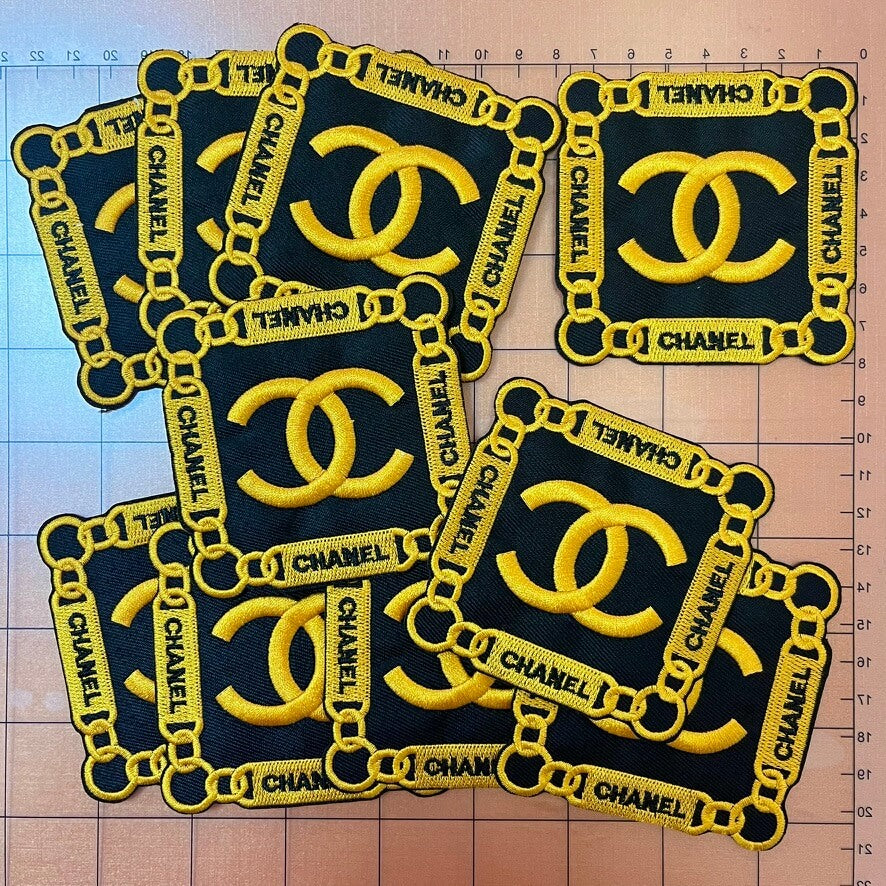 Iron-on Patches- 8cm chain-tangled cc square label*10 pcs