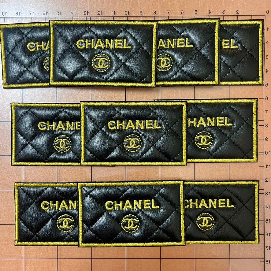 Iron-on Patches- 8*5cm classic cc leather label*10 pcs(golden lining version)