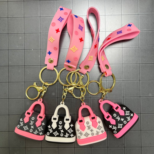 Silicone Keychain Set- pink Lulu purses*4 pcs