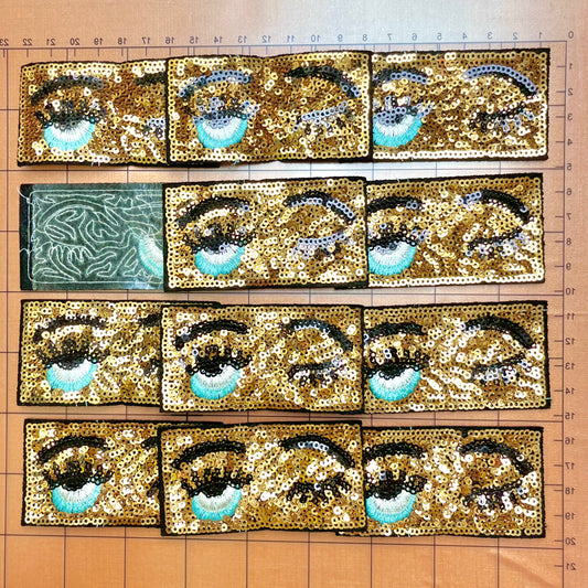 Iron-on patches- bling blinking eyes *12 pcs
