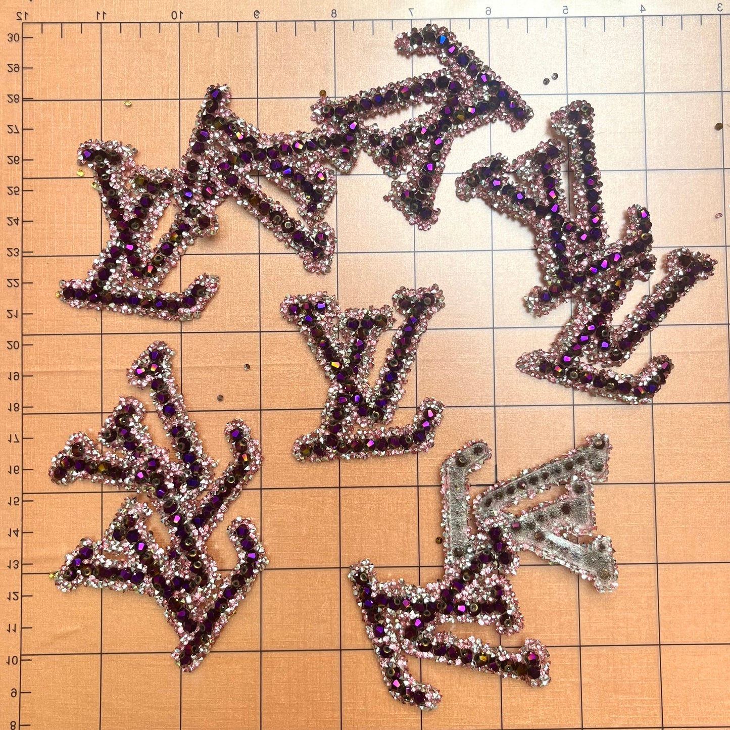 Iron-on Bling Patches- purple Lulu*10 pcs