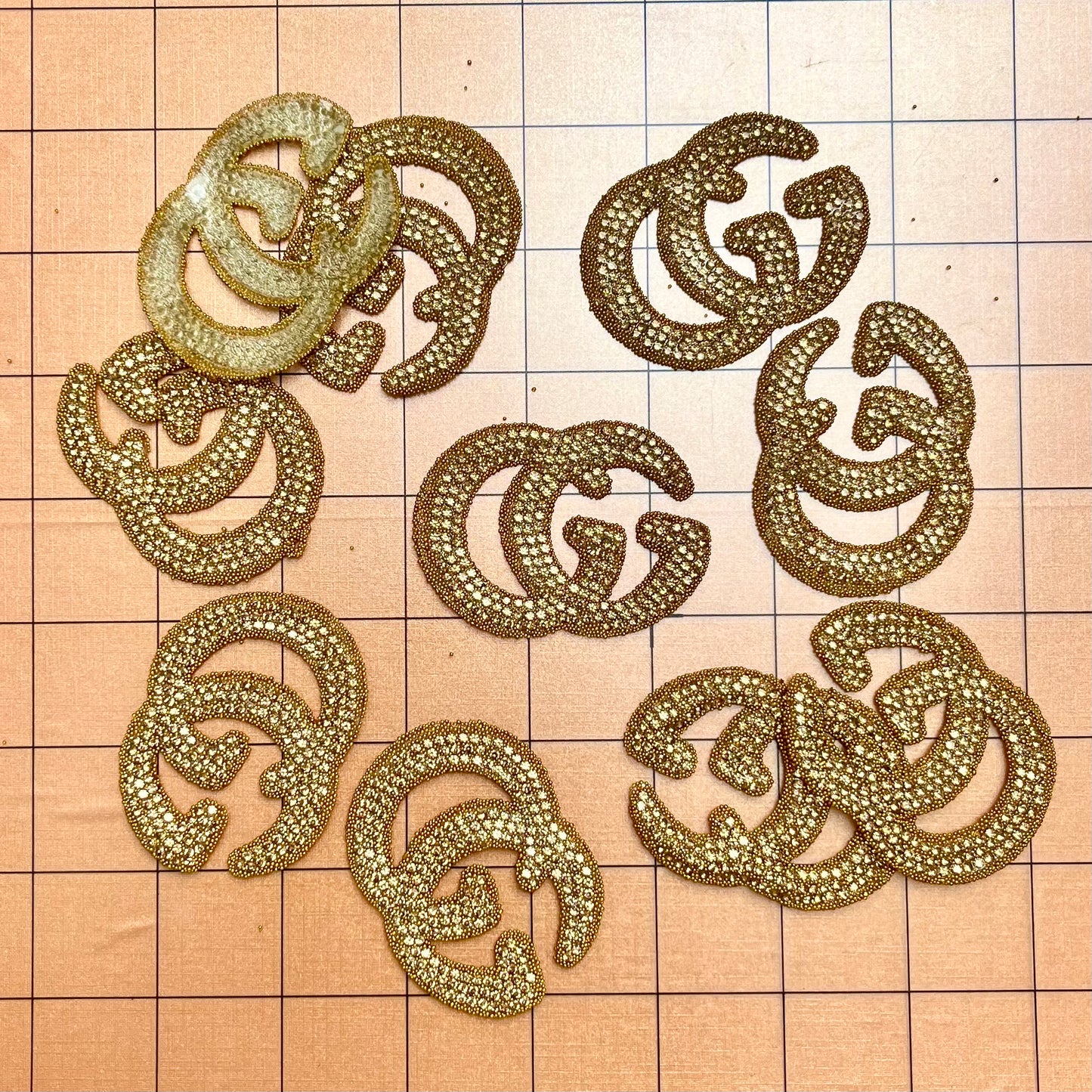 Iron-on Bling Patches- champagne gg*10 pcs