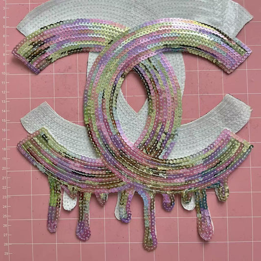 Iron-on Patches- cc drip golen pink*2/5 pcs