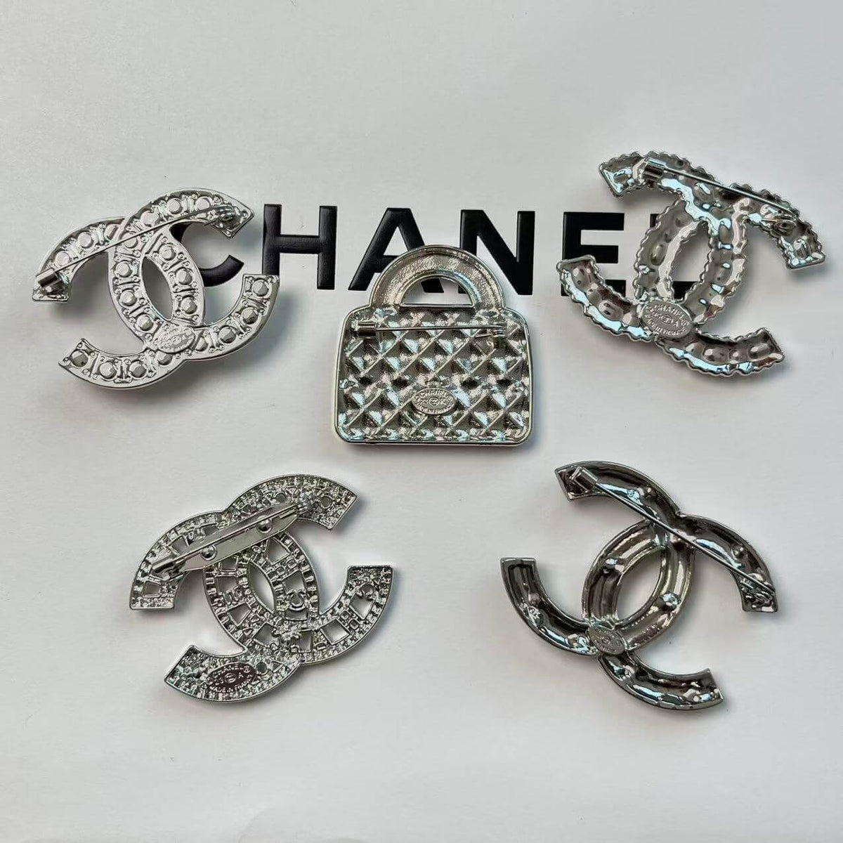 Cocoa Crush Silver Purse Alloy Brooch Pin Set*5 pcs