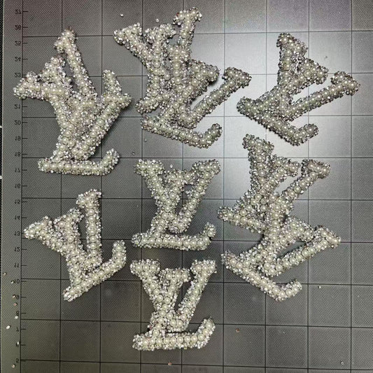 Iron-on Bling Patches- sliver pearl Lulu*10 pcs