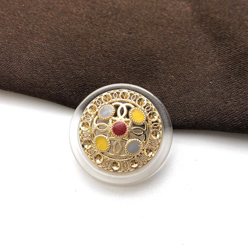 DIY Decorative Buttons – Sewing Multicolor Gold Filigree – 9 Pcs – 18/20/23/25mm