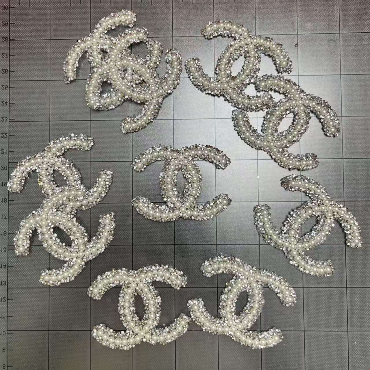 Iron-on Bling Patches- sliver pearl cc*10 pcs