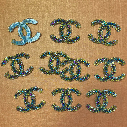 Iron-on Bling Patches-laser blk gold cc*10 pcs