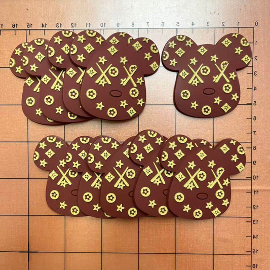 Glue-on Patches- silicone Lulu bear face*10 pcs