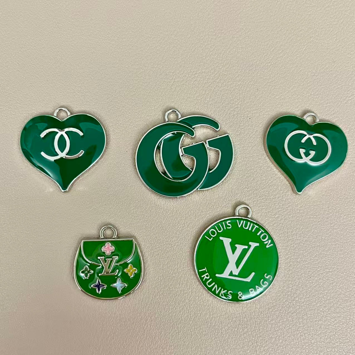 Silver Emerald Pendants Charm Collection for Jewelry Making