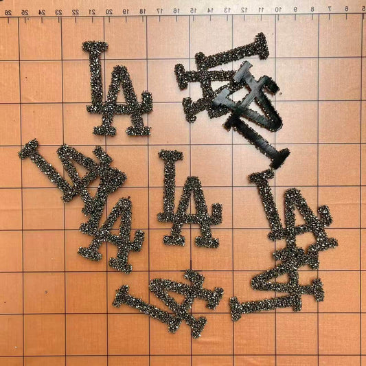 Iron-on Bling Patches- gun black la*10 pcs