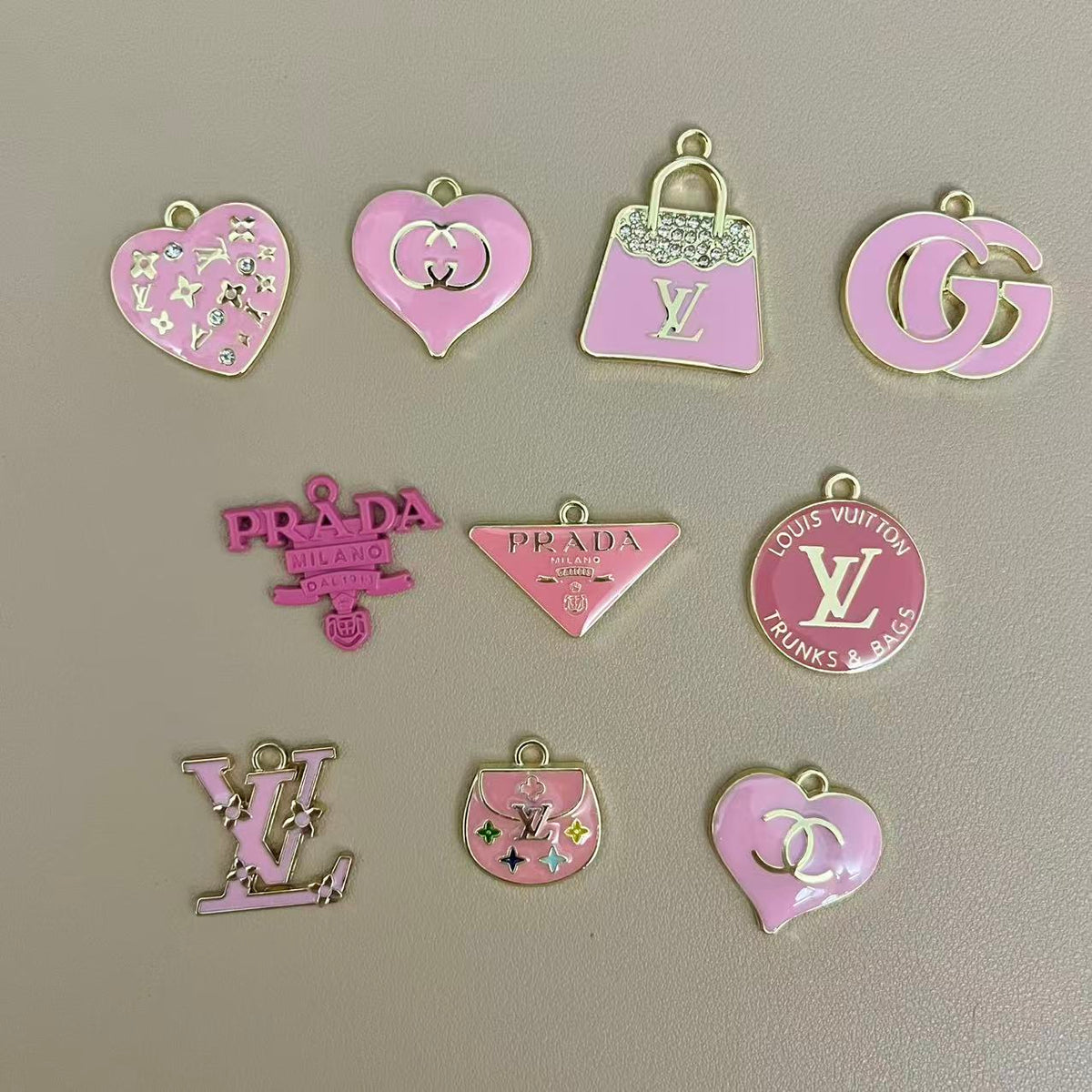 Golden Pink Pendants Charm Collection for Jewelry Making