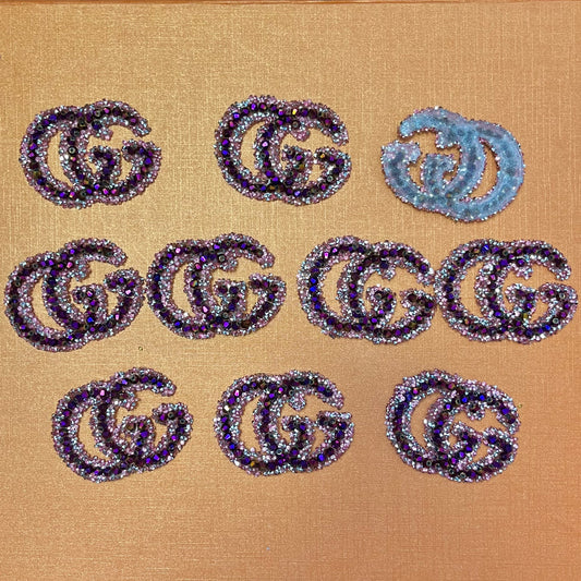 Iron-on Bling Patches-purple gg*10 pcs