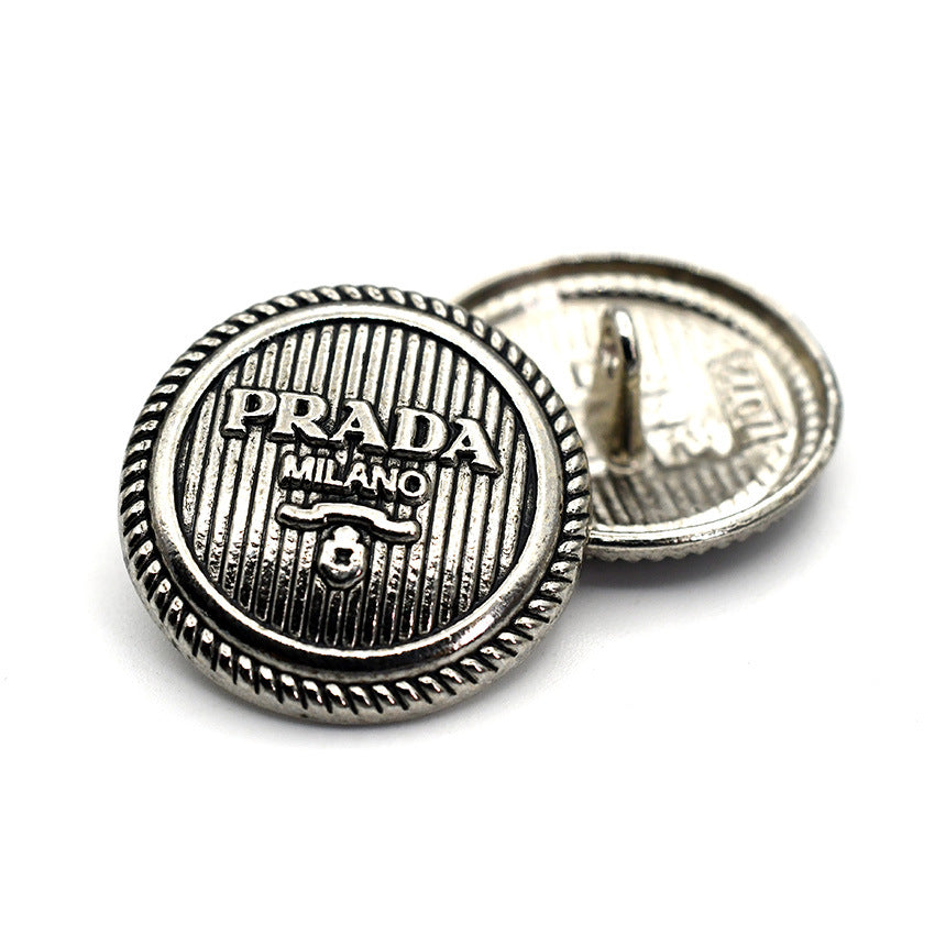 DIY Decorative Buttons – Embossed Letter Alloy Shank Buttons – 9 Pcs – 17/20/22mm