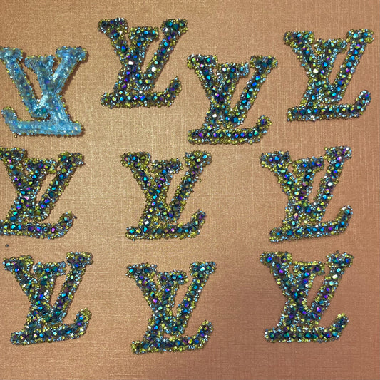 Iron-on Bling Patches- laser blk gold lulu*10 pcs