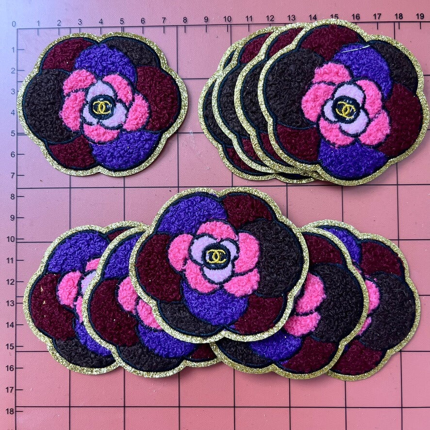 Iron-on Patches- golden and colorful camellia*10 pcs