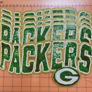 Big 27cm ish iron-on sequin football team patches- PACKERS*5 pcs