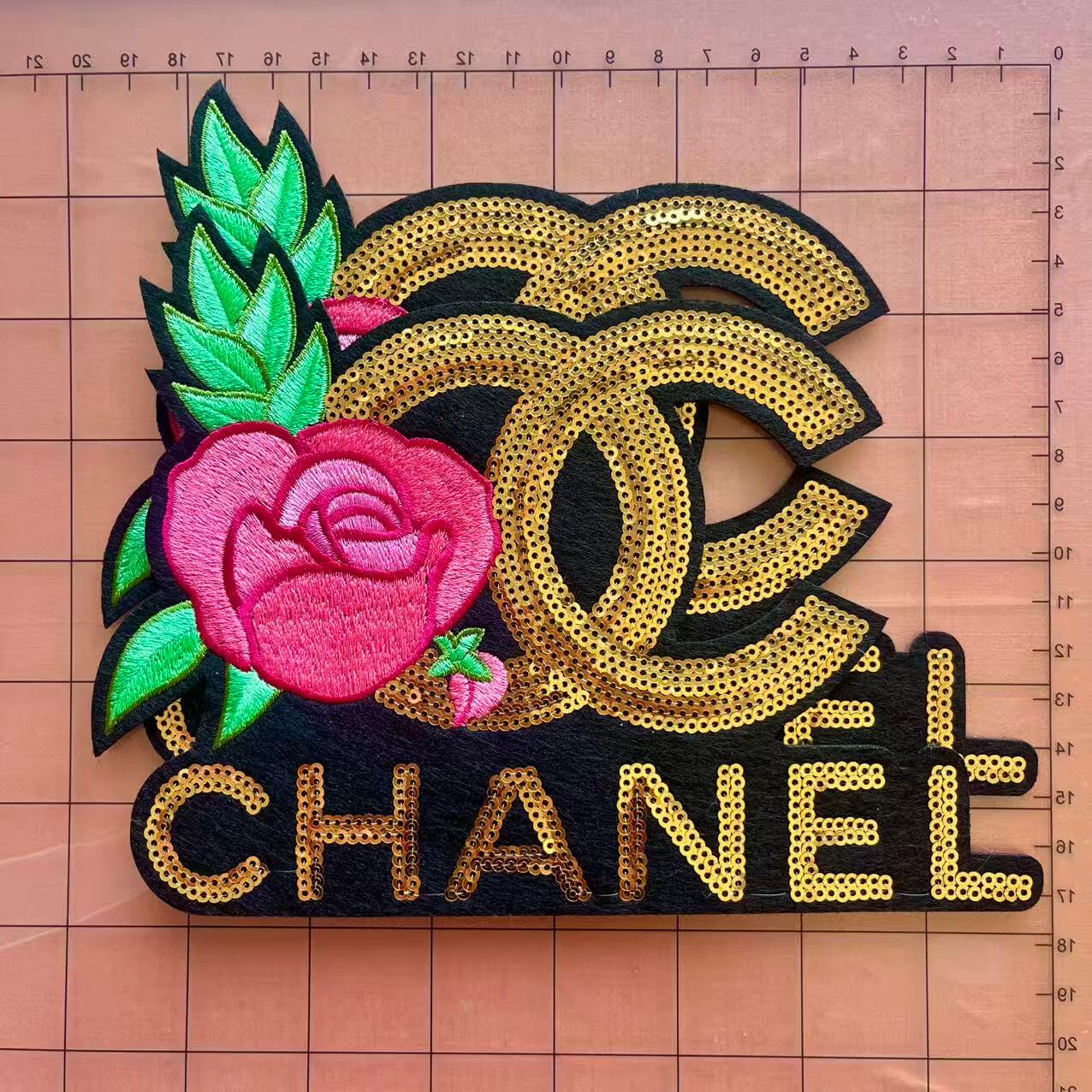 Iron-on Patches- cc with flora sequin*2 pcs