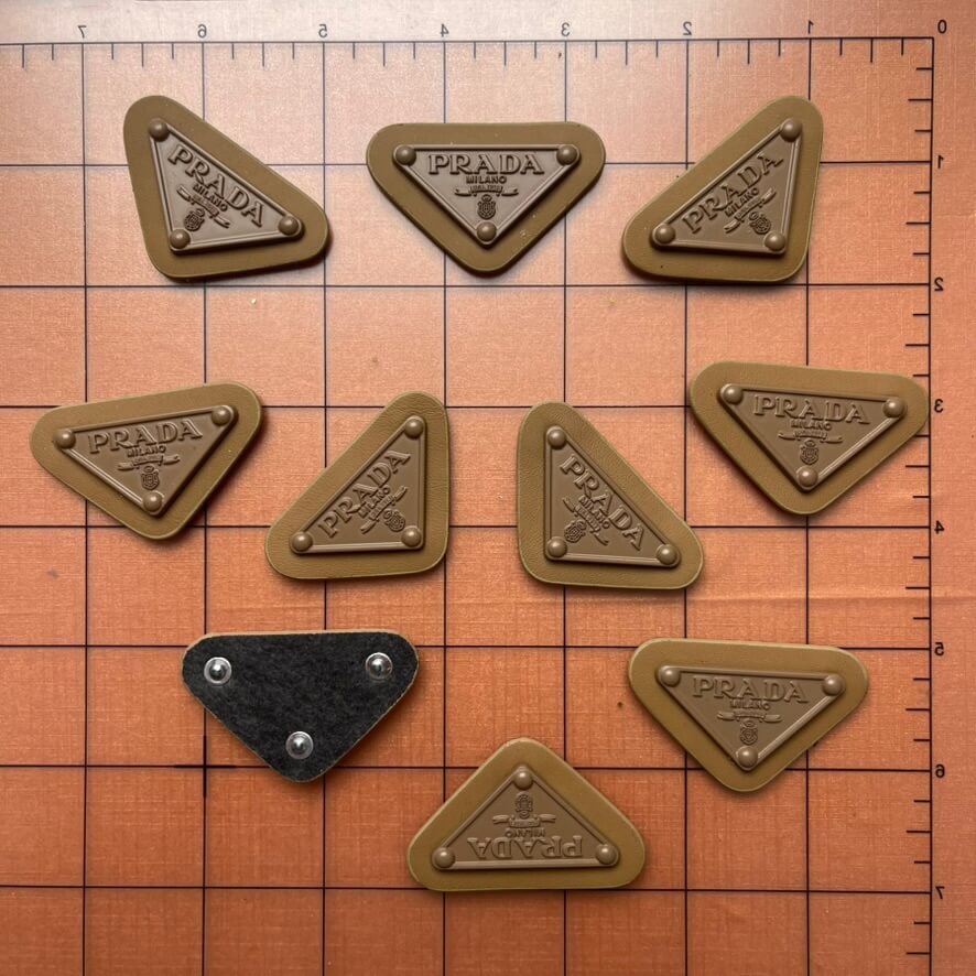 Sew-on Patches- metal pr*da label*10 pcs