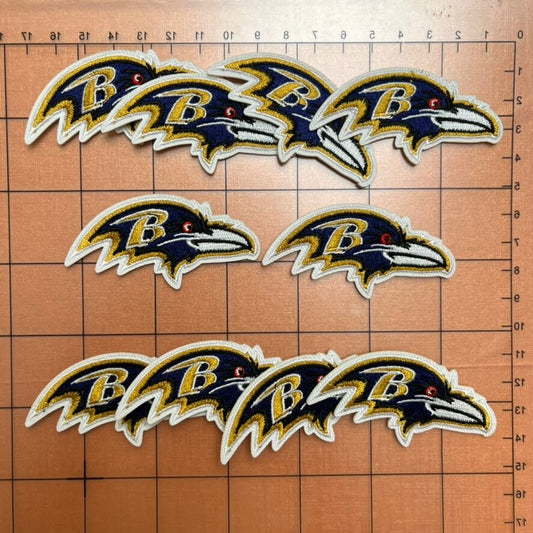 Iron-on patches- football team badge 6.8cm Ravens*10 pcs