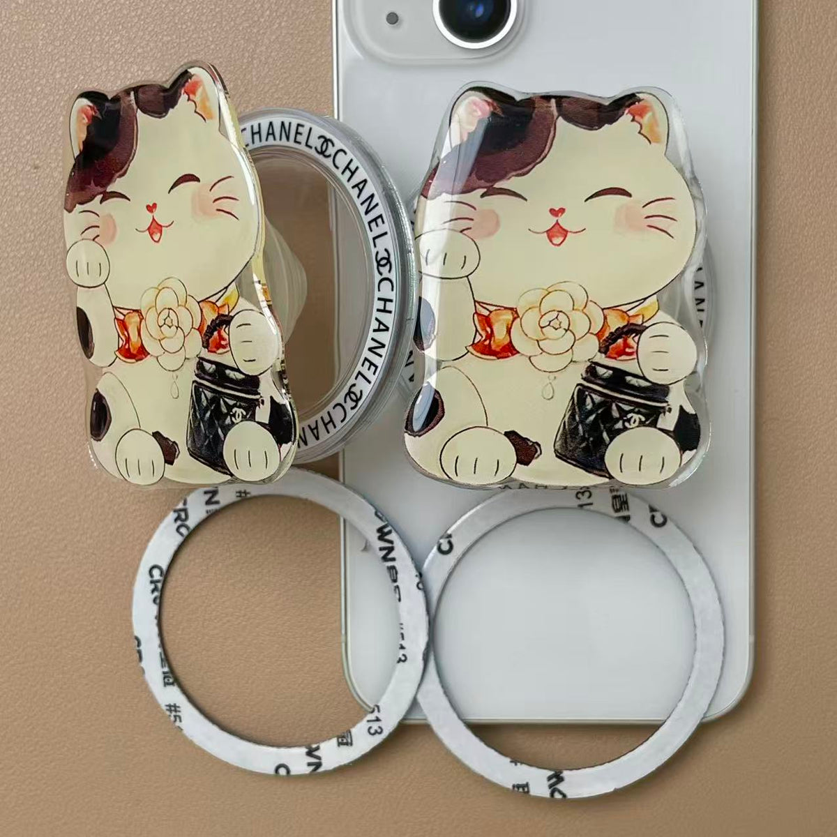 Magnet Phone Case Hand Grip - Lucky Cat