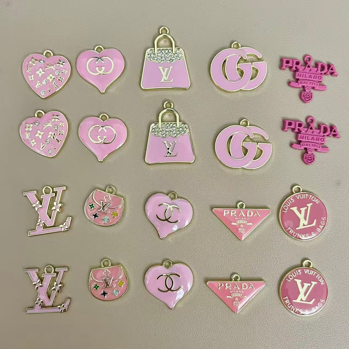Golden Pink Pendants Charm Collection for Jewelry Making