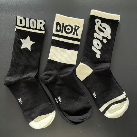 Black&white D Crew Socks 3-Pack