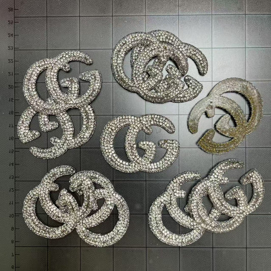 Iron-on Bling Patches-silver gg*10 pcs