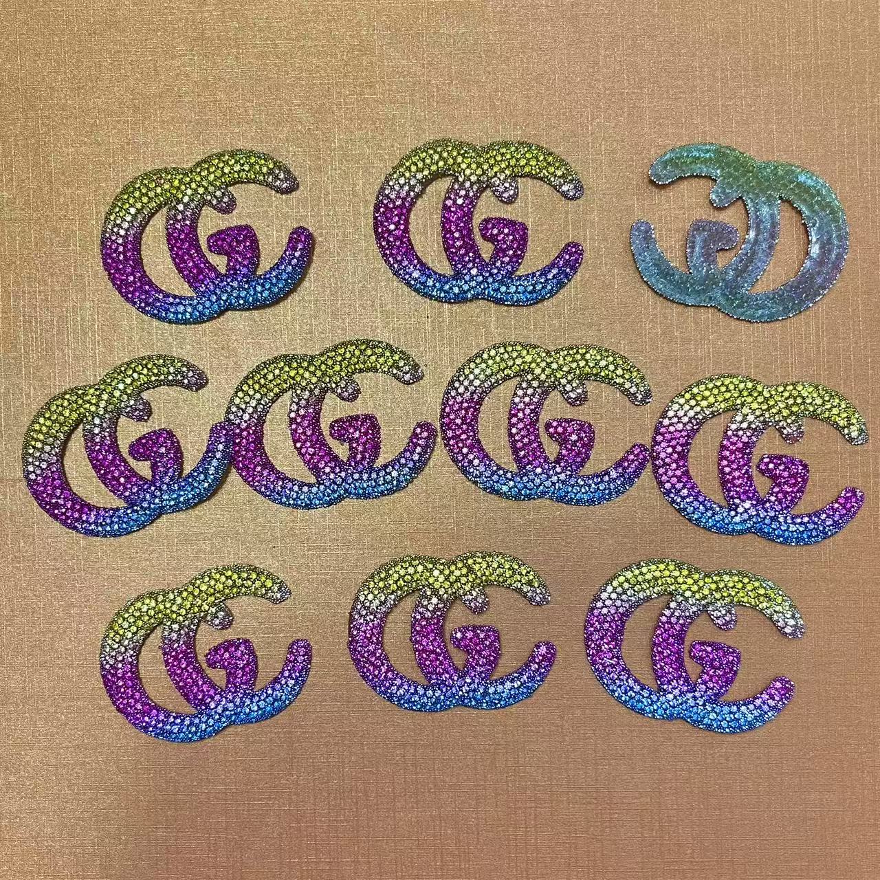 Iron-on Bling Patches- rainbow cc/gg/di0r/Lulu*10 pcs