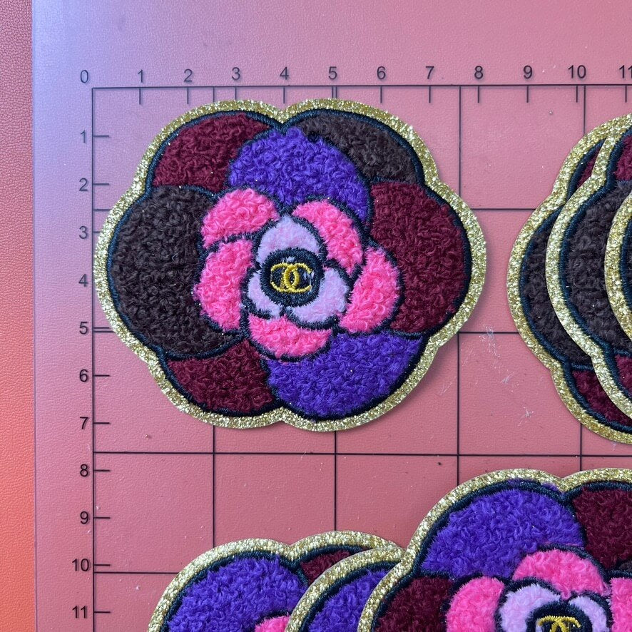 Iron-on Patches- golden and colorful camellia*10 pcs