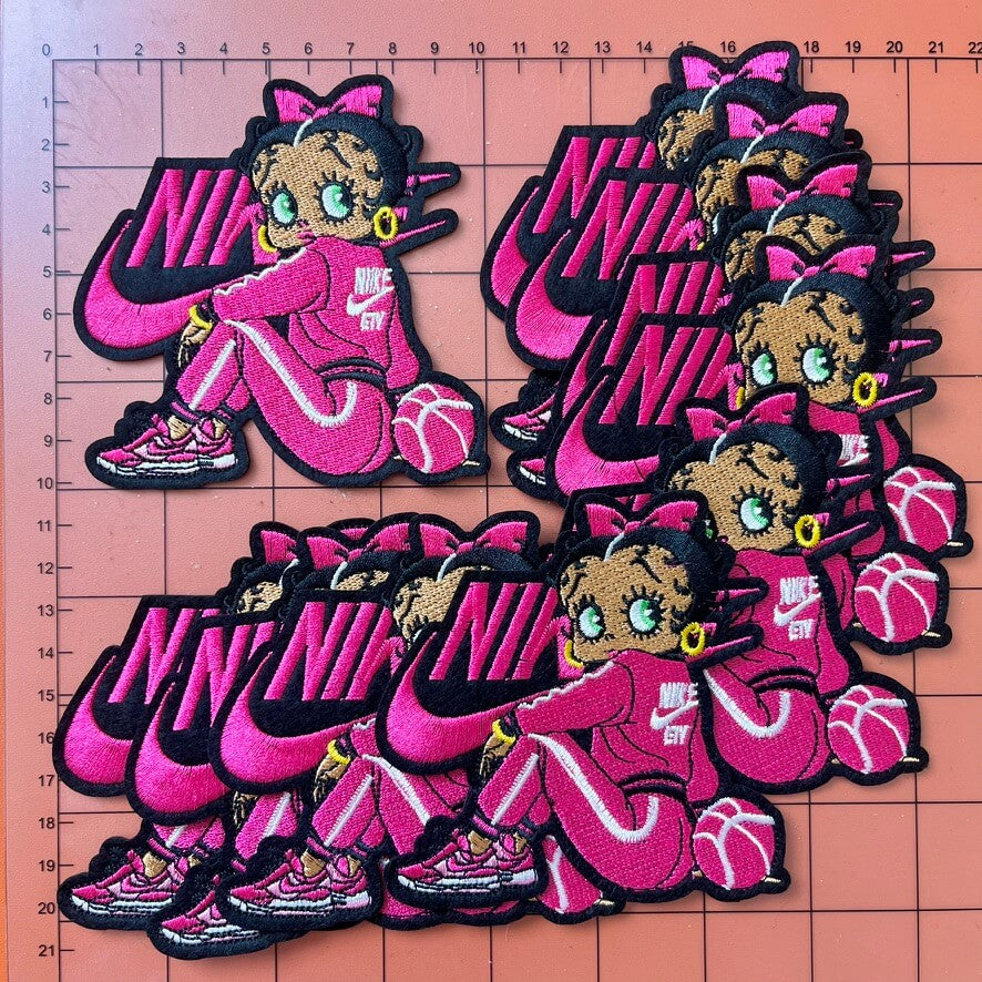 Iron-on Patches- hot pink sport girl*10 pcs