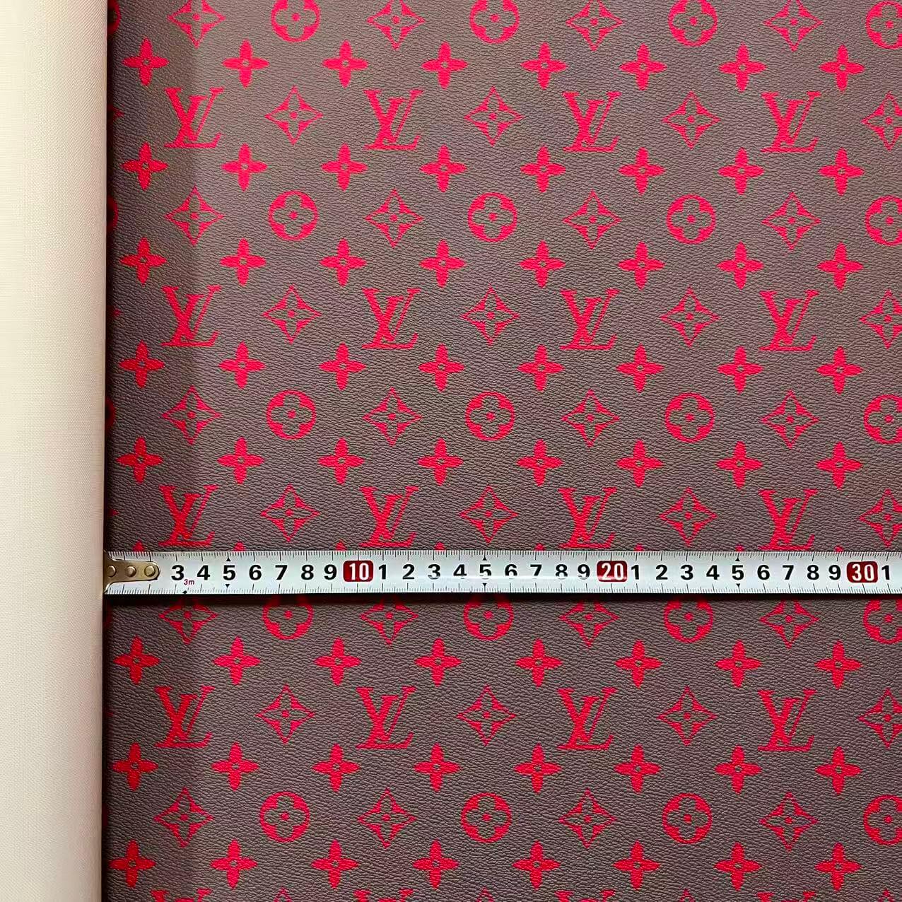 DIY fabric- grey&neon pink L faux leather 40*50cm (Approx. 16" × 20")